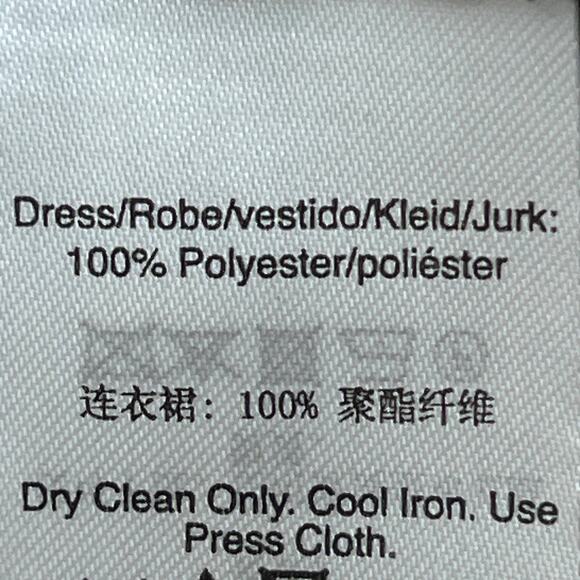 DKNY Navy Blue Floral Chiffon Bow Neckline Knee Length Shift Dress Women's 10 - Picture 9 of 9